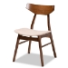 Baxton Studio Lois Mid-Century Modern Transitional Light Beige Fabric Upholstered and Walnut Brown Finished Wood 5-Piece Dining Set - Danica/Fiesta-Latte/Walnut-5PC Dining Set