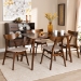 Baxton Studio Lois Mid-Century Modern Transitional Light Beige Fabric Upholstered and Walnut Brown Finished Wood 5-Piece Dining Set - Danica/Fiesta-Latte/Walnut-5PC Dining Set
