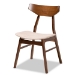 Baxton Studio Timothy Mid-Century Modern Transitional Light Beige Fabric Upholstered and Walnut Brown Finished Wood 5-Piece Dining Set - Danica/Hexa-Latte/Walnut-5PC Dining Set