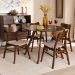 Baxton Studio Timothy Mid-Century Modern Transitional Light Beige Fabric Upholstered and Walnut Brown Finished Wood 5-Piece Dining Set - Danica/Hexa-Latte/Walnut-5PC Dining Set