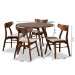 Baxton Studio Timothy Mid-Century Modern Transitional Light Beige Fabric Upholstered and Walnut Brown Finished Wood 5-Piece Dining Set - Danica/Hexa-Latte/Walnut-5PC Dining Set