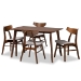 Baxton Studio Lois Mid-Century Modern Transitional Light Grey Fabric Upholstered and Walnut Brown Finished Wood 5-Piece Dining Set