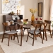 Baxton Studio Lois Mid-Century Modern Transitional Light Grey Fabric Upholstered and Walnut Brown Finished Wood 5-Piece Dining Set - Danica/Fiesta-Smoke/Walnut-5PC Dining Set
