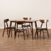 Baxton Studio Lois Mid-Century Modern Transitional Light Grey Fabric Upholstered and Walnut Brown Finished Wood 5-Piece Dining Set - Danica/Fiesta-Smoke/Walnut-5PC Dining Set