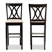 Baxton Studio Calista Modern and Contemporary Sand Fabric Upholstered and Espresso Brown Finished Wood 2-Piece Bar Stool Set - RH316B-Sand/Dark Brown-BS
