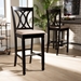 Baxton Studio Calista Modern and Contemporary Sand Fabric Upholstered and Espresso Brown Finished Wood 2-Piece Bar Stool Set - RH316B-Sand/Dark Brown-BS