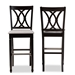 Baxton Studio Calista Modern and Contemporary Grey Fabric Upholstered and Espresso Brown Finished Wood 2-Piece Bar Stool Set - RH316B-Grey/Dark Brown-BS