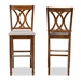 Baxton Studio Calista Modern and Contemporary Grey Fabric Upholstered and Walnut Brown Finished Wood 2-Piece Bar Stool Set - RH316B-Grey/Walnut-BS