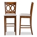 Baxton Studio Carson Modern and Contemporary Grey Fabric Upholstered and Walnut Brown Finished Wood 2-Piece Bar Stool Set - RH315B-Grey/Walnut-BS
