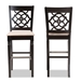 Baxton Studio Alexandra Modern and Contemporary Sand Fabric Upholstered and Espresso Brown Finished Wood 2-Piece Bar Stool Set - RH322B-Sand/Dark Brown-BS
