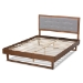 Baxton Studio Viviana Modern and Contemporary Light Grey Fabric Upholstered and Ash Walnut Finished Wood Full Size Platform Bed - Viviana-Light Grey/Ash Walnut-Full