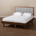 Baxton Studio Viviana Modern and Contemporary Light Grey Fabric Upholstered and Ash Walnut Finished Wood Full Size Platform Bed - Viviana-Light Grey/Ash Walnut-Full