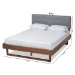 Baxton Studio Natalia Mid-Century Modern Dark Grey Fabric Upholstered and Ash Walnut Finished Wood Queen Size Platform Bed - Natalia-Dark Grey/Ash Walnut-Queen