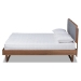Baxton Studio Natalia Mid-Century Modern Dark Grey Fabric Upholstered and Ash Walnut Finished Wood Queen Size Platform Bed - Natalia-Dark Grey/Ash Walnut-Queen