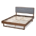 Baxton Studio Natalia Mid-Century Modern Dark Grey Fabric Upholstered and Ash Walnut Finished Wood Queen Size Platform Bed - Natalia-Dark Grey/Ash Walnut-Queen