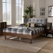 Baxton Studio Natalia Mid-Century Modern Dark Grey Fabric Upholstered and Ash Walnut Finished Wood Queen Size Platform Bed - Natalia-Dark Grey/Ash Walnut-Queen
