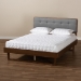 Baxton Studio Natalia Mid-Century Modern Dark Grey Fabric Upholstered and Ash Walnut Finished Wood Queen Size Platform Bed - Natalia-Dark Grey/Ash Walnut-Queen