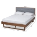 Baxton Studio Natalia Mid-Century Modern Dark Grey Fabric Upholstered and Ash Walnut Finished Wood Queen Size Platform Bed - Natalia-Dark Grey/Ash Walnut-Queen