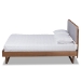 Baxton Studio Natalia Mid-Century Modern Light Grey Fabric Upholstered and Ash Walnut Finished Wood Queen Size Platform Bed - Natalia-Light Grey/Ash Walnut-Queen