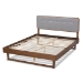 Baxton Studio Natalia Mid-Century Modern Light Grey Fabric Upholstered and Ash Walnut Finished Wood Queen Size Platform Bed - Natalia-Light Grey/Ash Walnut-Queen