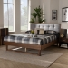 Baxton Studio Natalia Mid-Century Modern Light Grey Fabric Upholstered and Ash Walnut Finished Wood Queen Size Platform Bed - Natalia-Light Grey/Ash Walnut-Queen