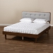 Baxton Studio Natalia Mid-Century Modern Light Grey Fabric Upholstered and Ash Walnut Finished Wood Queen Size Platform Bed - Natalia-Light Grey/Ash Walnut-Queen
