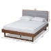 Baxton Studio Natalia Mid-Century Modern Light Grey Fabric Upholstered and Ash Walnut Finished Wood Queen Size Platform Bed - Natalia-Light Grey/Ash Walnut-Queen