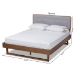 Baxton Studio Natalia Mid-Century Modern Light Grey Fabric Upholstered and Ash Walnut Finished Wood Queen Size Platform Bed - Natalia-Light Grey/Ash Walnut-Queen
