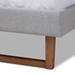 Baxton Studio Sofia Mid-Century Modern Light Grey Fabric Upholstered and Ash Walnut Finished Wood Queen Size Platform Bed - Sofia-Light Grey/Ash Walnut-Queen