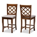 Baxton Studio Aria Modern and Contemporary Grey Fabric Upholstered and Walnut Brown Finished Wood 2-Piece Counter Height Pub Chair Set