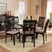 Baxton Studio Lore Modern and Contemporary Sand Fabric Upholstered and Dark Brown Finished Wood 7-Piece Dining Set - Lore-Sand/Dark Brown-7PC Dining Set
