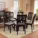 Baxton Studio Lore Modern and Contemporary Grey Fabric Upholstered and Dark Brown Finished Wood 7-Piece Dining Set - Lore-Grey/Dark Brown-7PC Dining Set