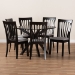 Baxton Studio Lore Modern and Contemporary Grey Fabric Upholstered and Dark Brown Finished Wood 7-Piece Dining Set - Lore-Grey/Dark Brown-7PC Dining Set