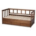 Baxton Studio Kendra Modern and Contemporary Walnut Brown Finished Expandable Twin Size to King Size Daybed with Storage Drawers - MG0035-Walnut-3DW-Daybed