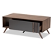 Baxton Studio Naoki Modern and Contemporary Two-Tone Grey and Walnut Finished Wood 1-Drawer Coffee Table - LV15CFT15140-Columbia/Dark Grey-CT