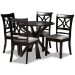 Baxton Studio Julia Modern and Contemporary Grey Fabric Upholstered and Dark Brown Finished Wood 5-Piece Dining Set