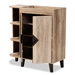 Baxton Studio Wales Modern and Contemporary Rustic Oak Finished Wood 2-Door Shoe Storage Cabinet with Open Shelves - Wales-Shoe Cabinet-Open Shelf