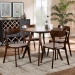 Baxton Studio Rika Mid-Century Modern Transitional Light Beige Fabric Upholstered and Walnut Brown Finished Wood 5-Piece Dining Set - Iora/Hexa-Latte/Walnut-5PC Dining Set