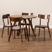 Baxton Studio Rika Mid-Century Modern Transitional Light Beige Fabric Upholstered and Walnut Brown Finished Wood 5-Piece Dining Set - Iora/Hexa-Latte/Walnut-5PC Dining Set
