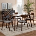 Baxton Studio Nori Mid-Century Modern Transitional Light Grey Fabric Upholstered and Walnut Brown Finished Wood 5-Piece Dining Set - Iora/Fiesta-Smoke/Walnut-5PC Dining Set