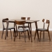 Baxton Studio Nori Mid-Century Modern Transitional Light Grey Fabric Upholstered and Walnut Brown Finished Wood 5-Piece Dining Set - Iora/Fiesta-Smoke/Walnut-5PC Dining Set