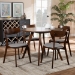 Baxton Studio Rika Mid-Century Modern Transitional Light Grey Fabric Upholstered and Walnut Brown Finished Wood 5-Piece Dining Set - Iora/Hexa-Smoke/Walnut-5PC Dining Set