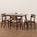 Baxton Studio Eleri Mid-Century Modern Transitional Light Beige Fabric Upholstered and Walnut Brown Finished Wood 5-Piece Dining Set - Delvin/Fiesta-Latte/Walnut-5PC Dining Set