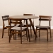 Baxton Studio Eiko Mid-Century Modern Transitional Light Beige Fabric Upholstered and Walnut Brown Finished Wood 5-Piece Dining Set - Delvin/Hexa-Latte/Walnut-5PC Dining Set