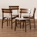 Baxton Studio Devlin Mid-Century Modern Transitional Light Beige Fabric Upholstered and Walnut Brown Finished Wood 4-Piece Dining Chair Set - Delvin-Latte/Walnut-DC