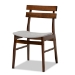 Baxton Studio Eleri Mid-Century Modern Transitional Light Grey Fabric Upholstered and Walnut Brown Finished Wood 5-Piece Dining Set - Delvin/Fiesta-Smoke/Walnut-5PC Dining Set