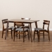 Baxton Studio Eleri Mid-Century Modern Transitional Light Grey Fabric Upholstered and Walnut Brown Finished Wood 5-Piece Dining Set - Delvin/Fiesta-Smoke/Walnut-5PC Dining Set