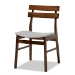 Baxton Studio Eiko Mid-Century Modern Transitional Light Grey Fabric Upholstered and Walnut Brown Finished Wood 5-Piece Dining Set - Delvin/Hexa-Smoke/Walnut-5PC Dining Set