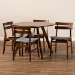 Baxton Studio Eiko Mid-Century Modern Transitional Light Grey Fabric Upholstered and Walnut Brown Finished Wood 5-Piece Dining Set - Delvin/Hexa-Smoke/Walnut-5PC Dining Set