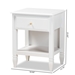 Baxton Studio Naomi Classic and Transitional White Finished Wood 1-Drawer Bedroom Nightstand - MG0038-White-NS